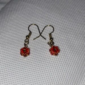 Elegant Red Floral Earrings